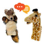 Marionnettes girafe et chacal